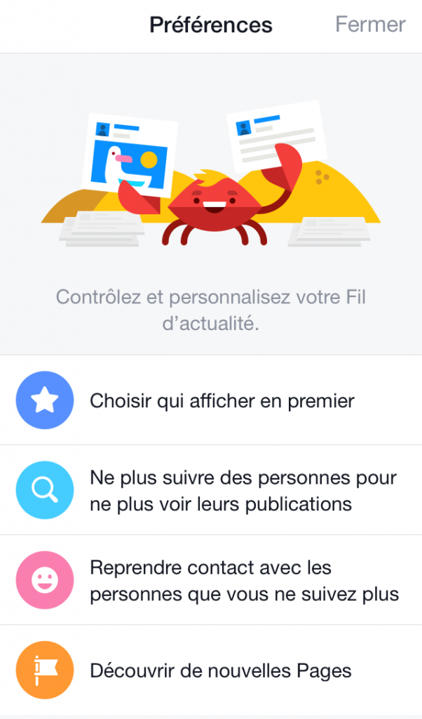 Préférences Facebook