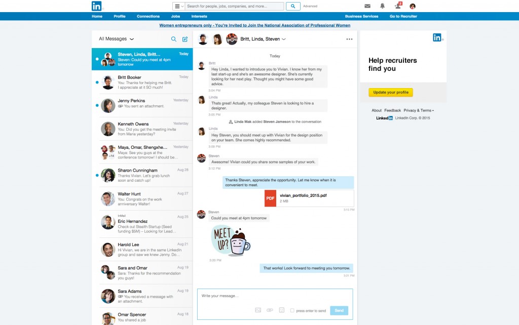 La messagerie instantanée arrive sur LinkedIn