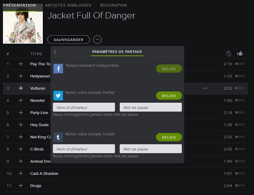 Partager de la musique Spotify ou Deezer sur Twitter et Facebook