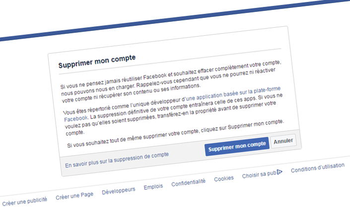 Supprimer son compte Facebook