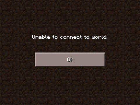 Unable to connect to world