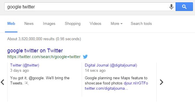 Vos tweets apparaitront dans les résultats de Google