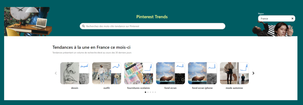 L'utilité de Pinterest Trends, accessible en France