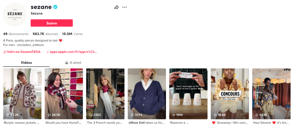 Sézane sur TikTok
